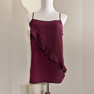 NWT J. Crew Burgundy Camisole with Ruffle Detail